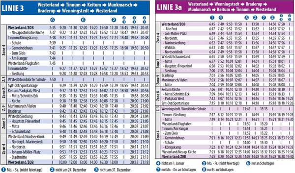 Linie 3 & 3a - SVG Sylter Verkehrsgesellschaft